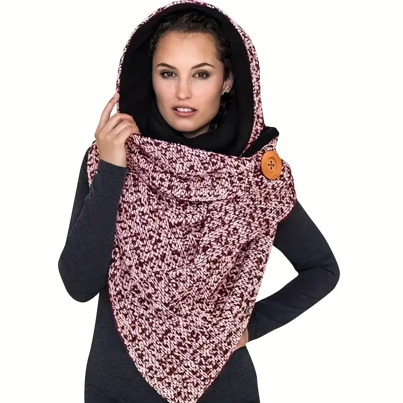 Anti-freeze and windproof houndstooth scarf with hood