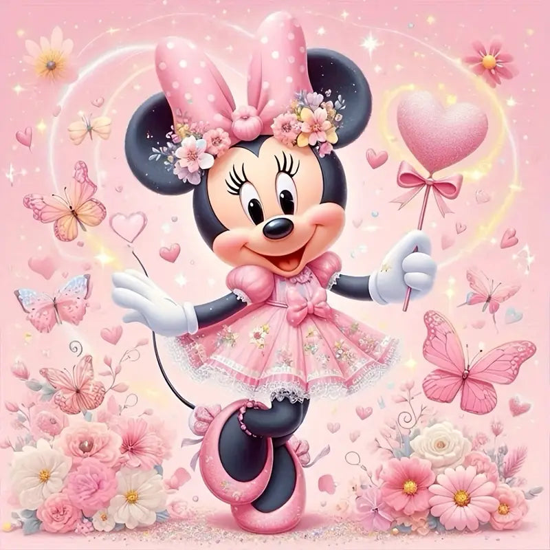 Minnie Mouse Pink Floral Diamond Painting Kit