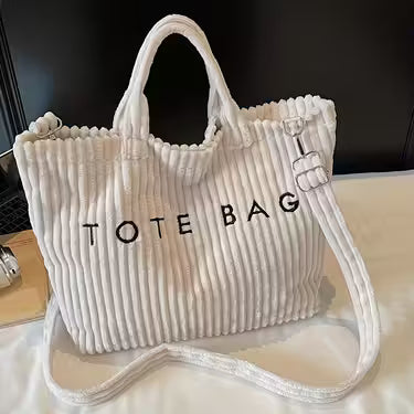 Women'S Plush Corduroy-like Tote Bag