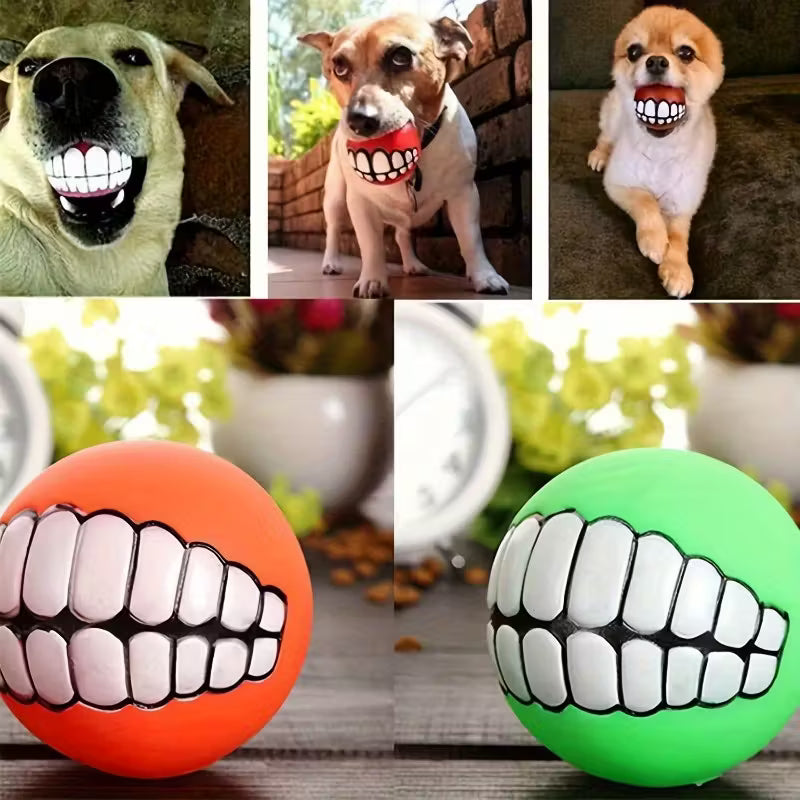 1pc Assorted Varieties Teeth Pattern Dog Chew Ball Toy