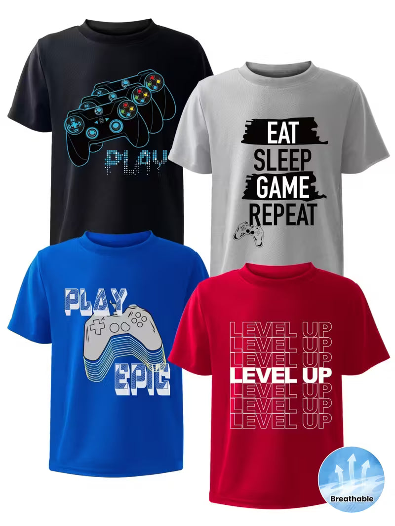 4pcs Kids Gaming T-Shirts