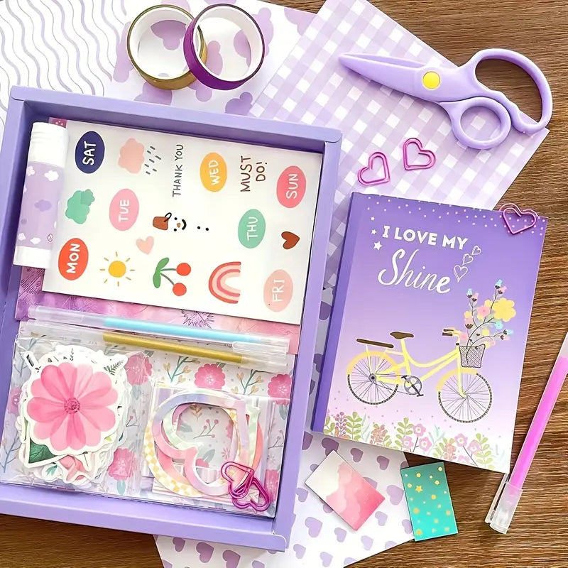 Vibrant Purple Flower Design I Love My Shine DIY Scrapbook and Diary Kit