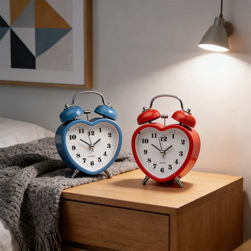 Retro Alarm Clock with Bell Heart Shape