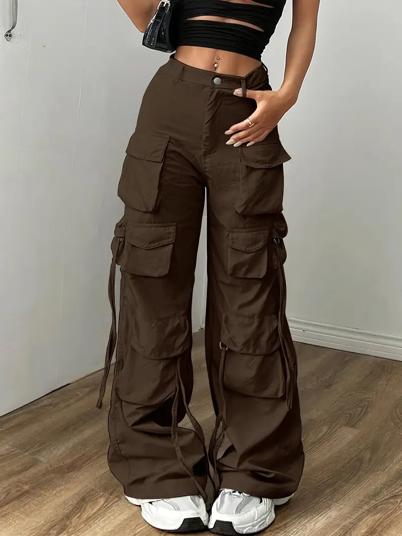 Women'S High-Waisted Wide-Leg Cargo Pants