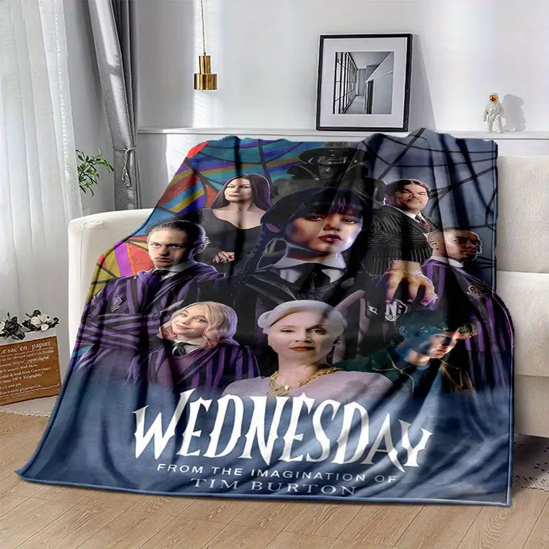 Wednesday Addams Inspired Flannel Throw Blanket