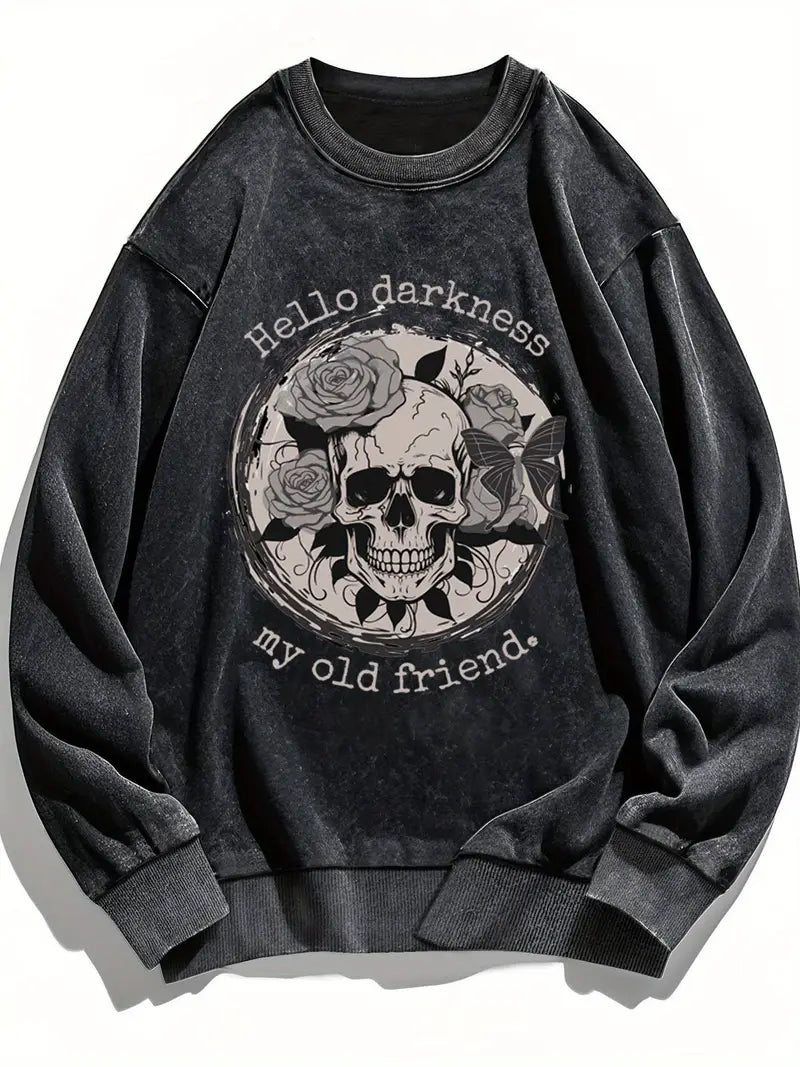 Women's Gothic Skull & Roses Graphic Hoodie