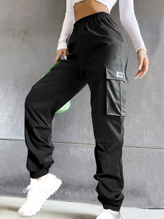 Women's Lightweight Breathable Solid Color Casual Cargo Pants