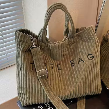 Women'S Plush Corduroy-like Tote Bag