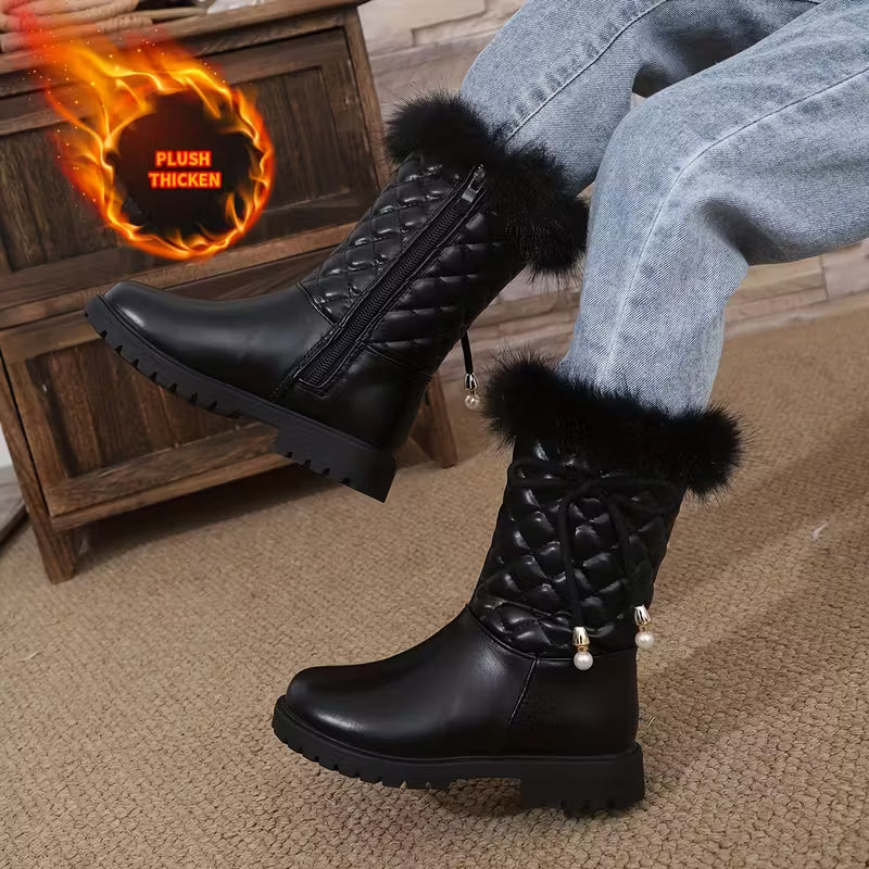 Girls' Winter Boots with Zipper Closure