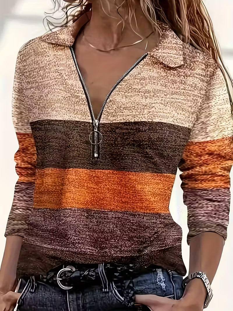 Plus Size Women's Casual V-Neck Long Sleeve T-Shirt