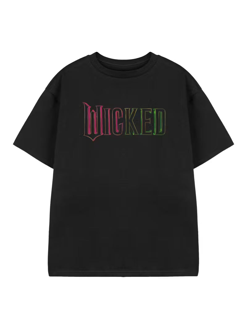 Wicked Black Gradient Logo Print Graphic Tee