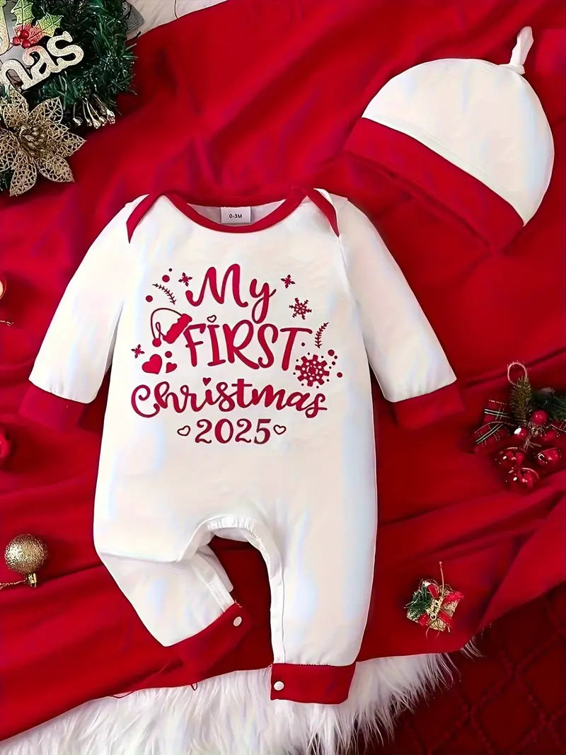 "My First Christmas Letter Print Romper