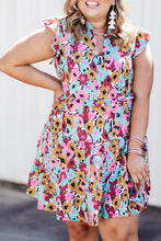 Load image into Gallery viewer, Floral Ruffled Cap Sleeve Plus Size Mini Dress