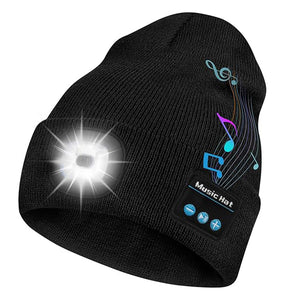 Bluetooth Beanie Unisex Torch Hat Winter Knitted Cap with Headphones