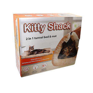 Kitty Shack 2 in 1 Tunnel Bed and Mat Thermal Self Heating Bed for Pet