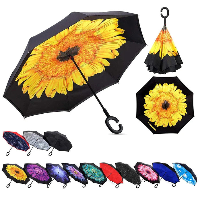 Reverse Inverted Double Layer Umbrella with C Handle