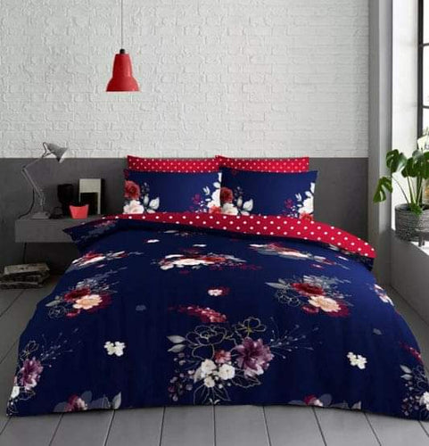 Navy Floral Reversible Bedding