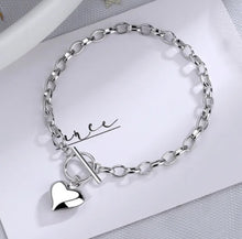 Load image into Gallery viewer, Heart Charm Bracelet 925 Sterling Silver