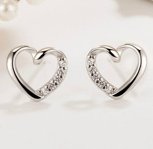 Crystal Heart Stud Earrings