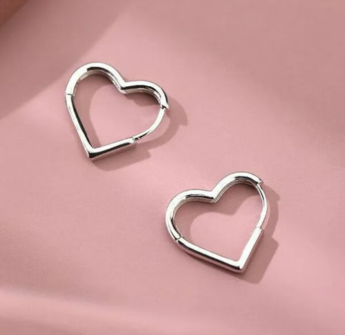925 Sterling Silver Love Heart Hoop Earrings