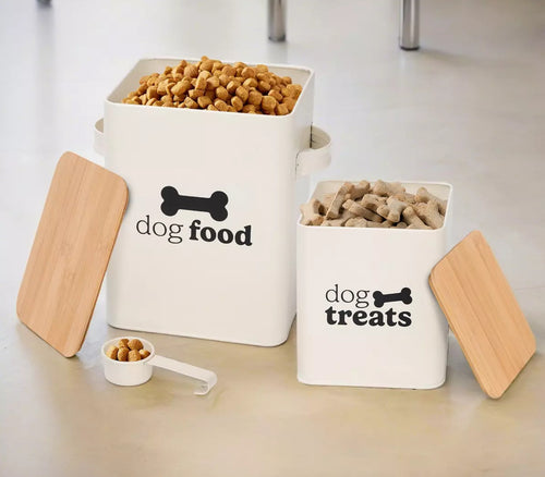 Dog Food and Treats Tins with Bamboo Lid and Scoop