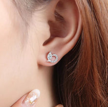 Load image into Gallery viewer, 925 Sterling Silver Crystal Heart Shaped Stud Earrings