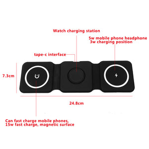 3 in 1 Foldable 15W Magnetic Wireless Charger Mat