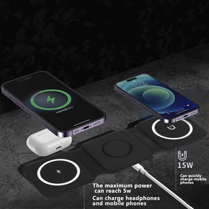 3 in 1 Foldable 15W Magnetic Wireless Charger Mat