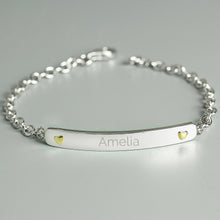 Load image into Gallery viewer, Personalised Sterling Silver and 9ct Gold Bar Bracelet