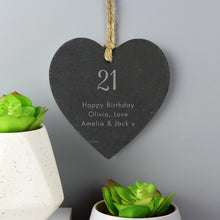 Load image into Gallery viewer, Personalised Free Text Slate Heart Decoration