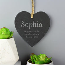 Load image into Gallery viewer, Personalised Free Text Slate Heart Decoration