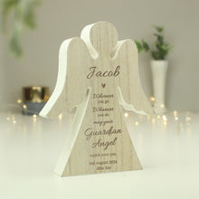 Load image into Gallery viewer, Personalised Guardian Angel Rustic Wooden Angel Decoration
