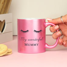 Load image into Gallery viewer, Personalised Eyelashes Pink Glitter Mug