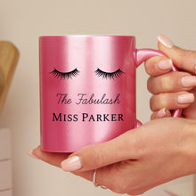 Load image into Gallery viewer, Personalised Eyelashes Pink Glitter Mug