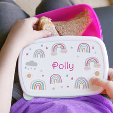 Load image into Gallery viewer, Personalised Rainbow Name Only Pink Lunch Box