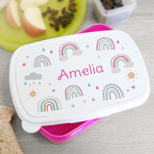 Load image into Gallery viewer, Personalised Rainbow Name Only Pink Lunch Box