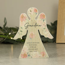 Load image into Gallery viewer, Personalised Floral Wooden Angel Ornament