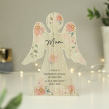 Load image into Gallery viewer, Personalised Floral Wooden Angel Ornament