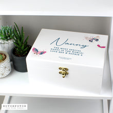 Load image into Gallery viewer, Personalised Butterfly White Wooden Keepsake Box