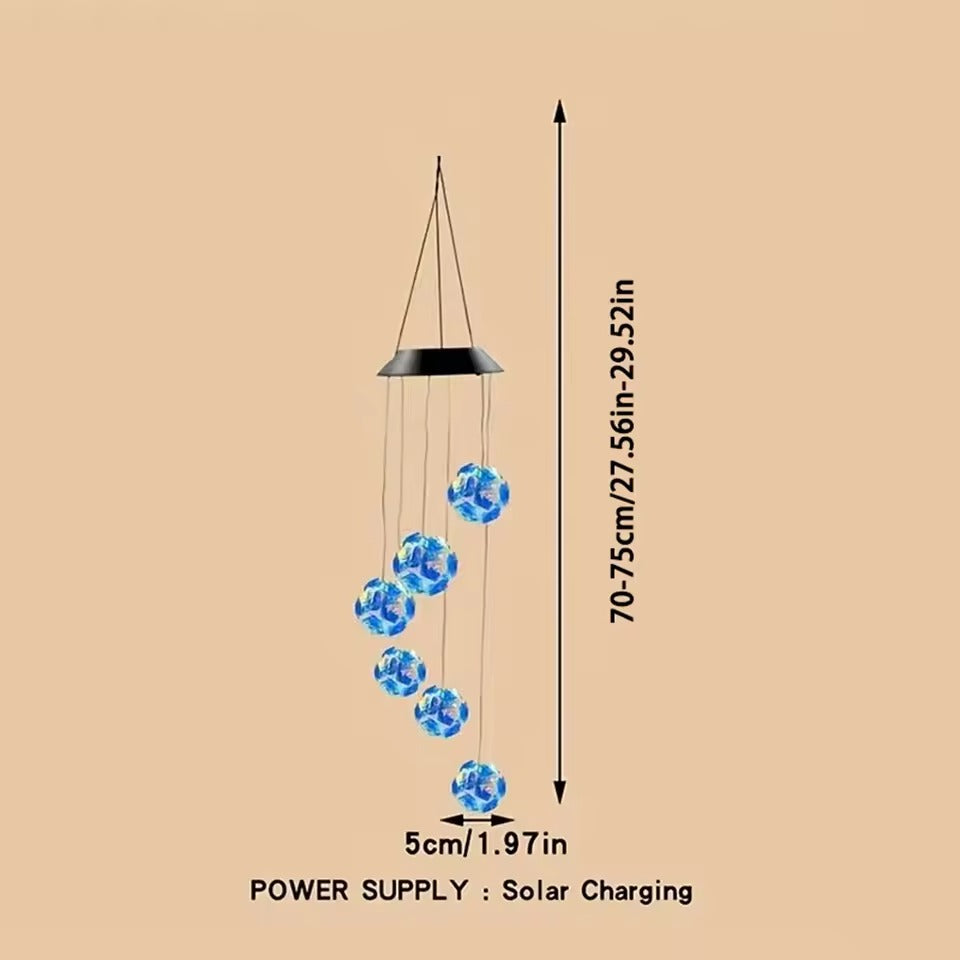 1pc Solar Blue Laser Disco Ball Wind Chime Lights