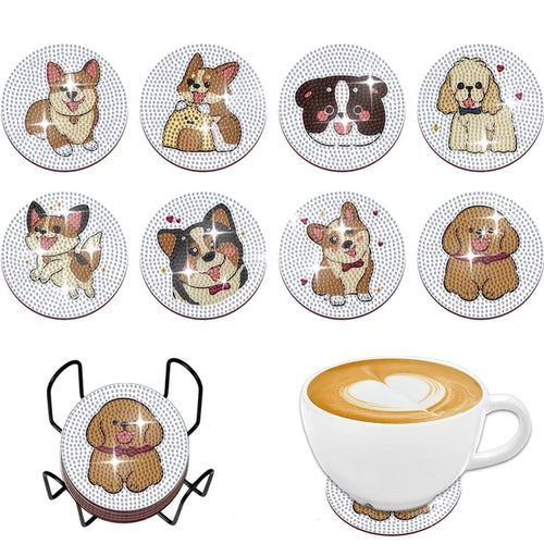 8pcs DIY Dogs Diamond Art Coaster Set