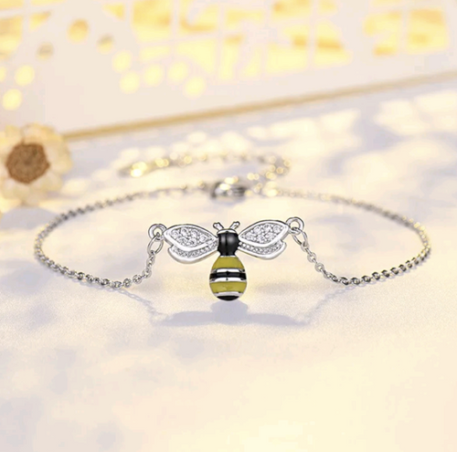 925 Sterling Silver Stunning Crystal Bee Bracelet