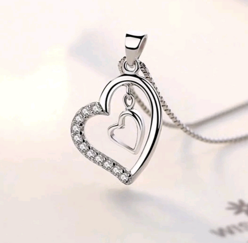 925 Sterling Silver Double Heart Pendant