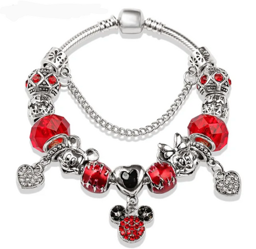 Hot Red Crystal Mickey Bracelet