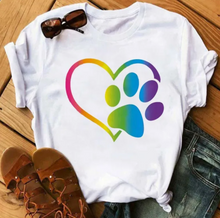 Load image into Gallery viewer, Rainbow Paw Print Tshirt