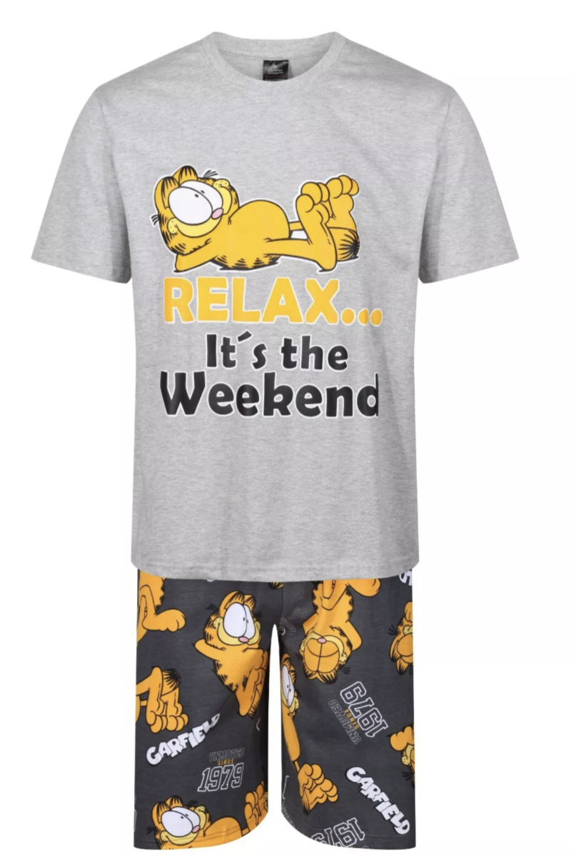 Mens Short Pyjamas Garfield Night Lounge Sleep PJ Set