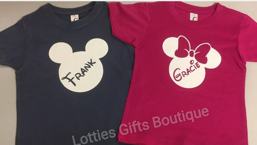 Kids Personalised Minnie / Mickey Tshirt