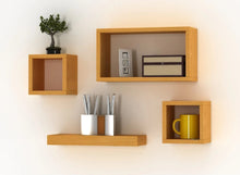 Load image into Gallery viewer, Set Of 4 Wooden Floating Cube Shelves