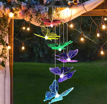 Load image into Gallery viewer, 6 Colourful LED Lights Spiral Butterfly Spiral Wind Chime Garden Decoration