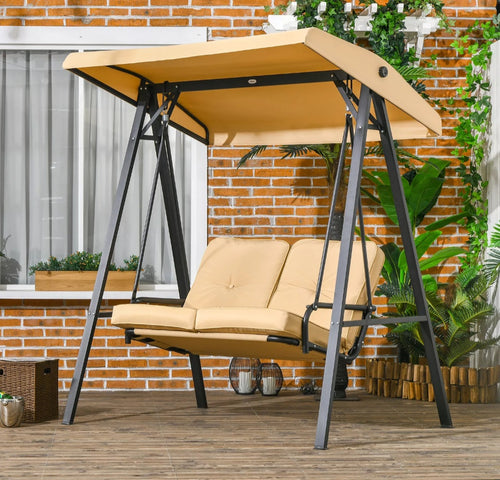 2 Seater Garden Outdoor Swing Chair w/ Adjustable Canopy